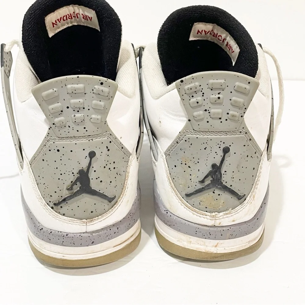 Nike Mens Size 10 Air Jordan 4 Retro White Cement Basketball Shoes Sneakers‎